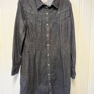 Wrangler Retro Black Denim Button-Up Dress Size Large
